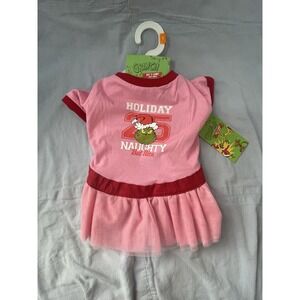 NEW The Grinch Dog Pet‎ Costume Pink T-Shirt Dress Holiday 25 Naughty But Nice S